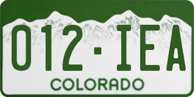 CO license plate 012IEA