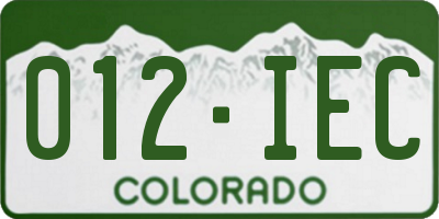CO license plate 012IEC