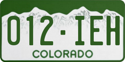 CO license plate 012IEH