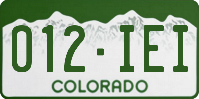 CO license plate 012IEI