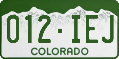 CO license plate 012IEJ