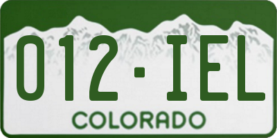 CO license plate 012IEL