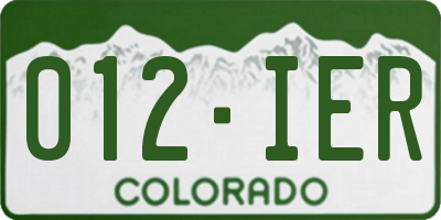 CO license plate 012IER