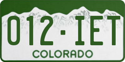 CO license plate 012IET