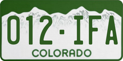 CO license plate 012IFA