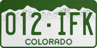 CO license plate 012IFK