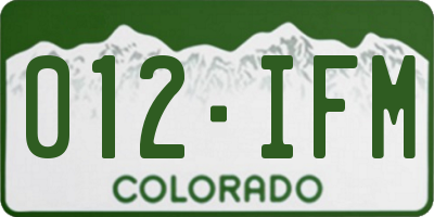 CO license plate 012IFM