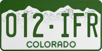 CO license plate 012IFR