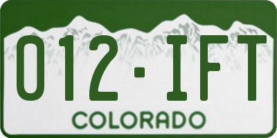CO license plate 012IFT