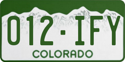 CO license plate 012IFY