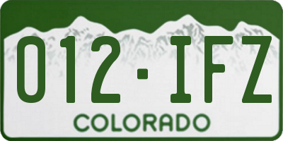 CO license plate 012IFZ
