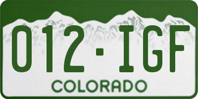 CO license plate 012IGF