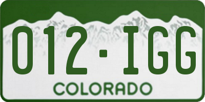CO license plate 012IGG