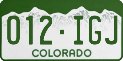 CO license plate 012IGJ