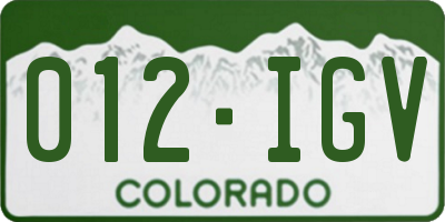 CO license plate 012IGV