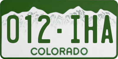 CO license plate 012IHA