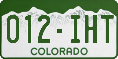 CO license plate 012IHT
