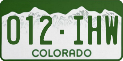 CO license plate 012IHW