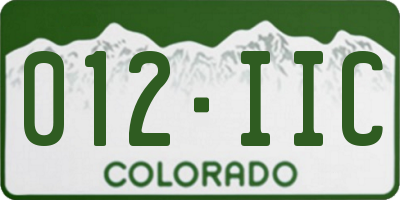 CO license plate 012IIC