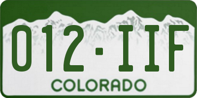 CO license plate 012IIF