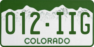 CO license plate 012IIG