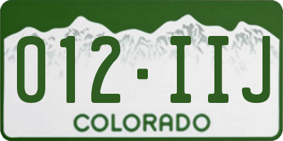 CO license plate 012IIJ