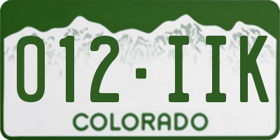 CO license plate 012IIK