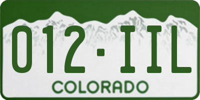 CO license plate 012IIL