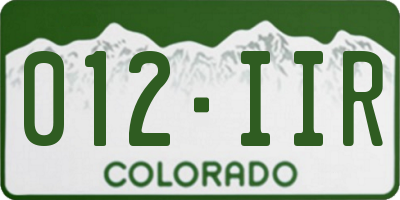 CO license plate 012IIR