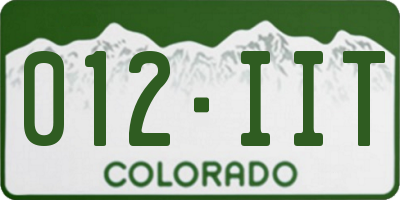 CO license plate 012IIT