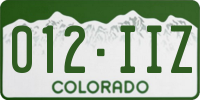 CO license plate 012IIZ