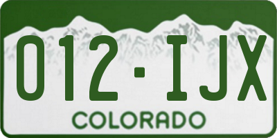 CO license plate 012IJX