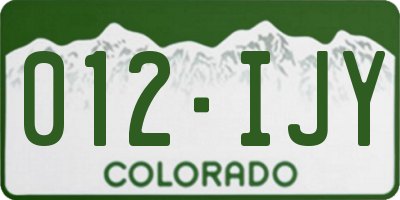 CO license plate 012IJY