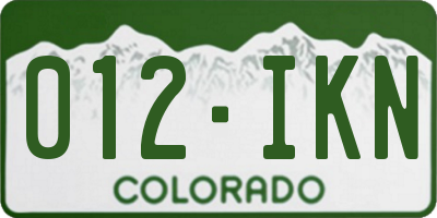 CO license plate 012IKN