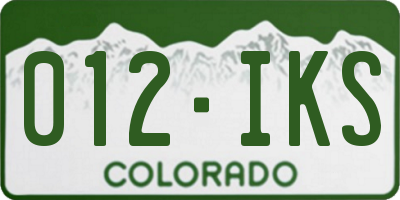 CO license plate 012IKS