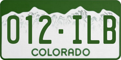 CO license plate 012ILB