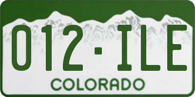 CO license plate 012ILE
