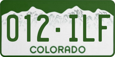 CO license plate 012ILF