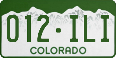 CO license plate 012ILI