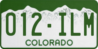 CO license plate 012ILM