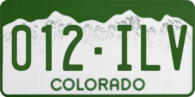 CO license plate 012ILV