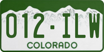 CO license plate 012ILW