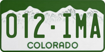 CO license plate 012IMA