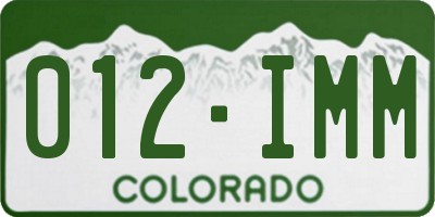CO license plate 012IMM