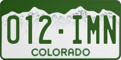 CO license plate 012IMN