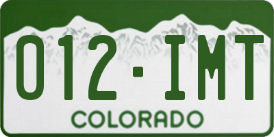 CO license plate 012IMT
