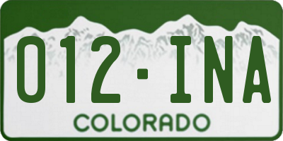 CO license plate 012INA