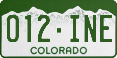 CO license plate 012INE