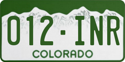 CO license plate 012INR