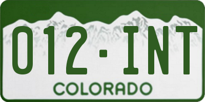 CO license plate 012INT